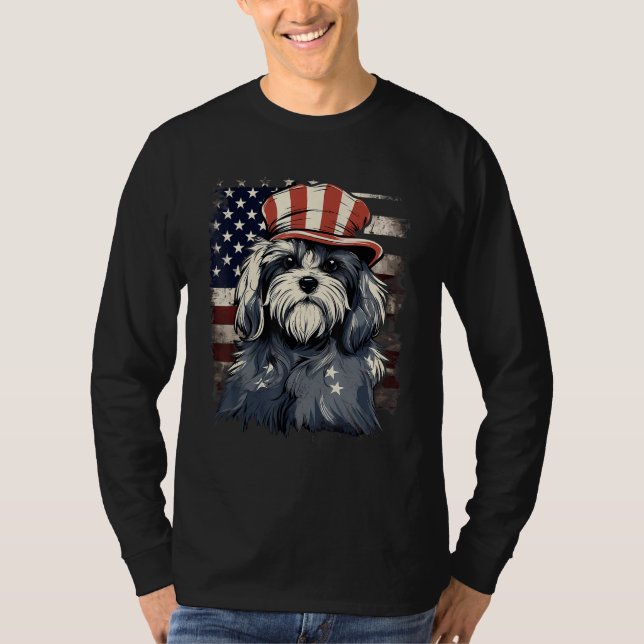 4th Of July US Flag Havanese Dog T-Shirt (Front)