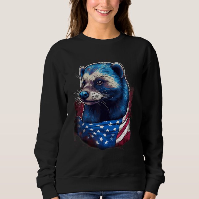4th Of July US Flag Honey Badger Sweatshirt (Front)