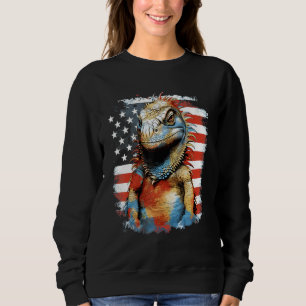 4th Of July US Flag Iguana Sweatshirt