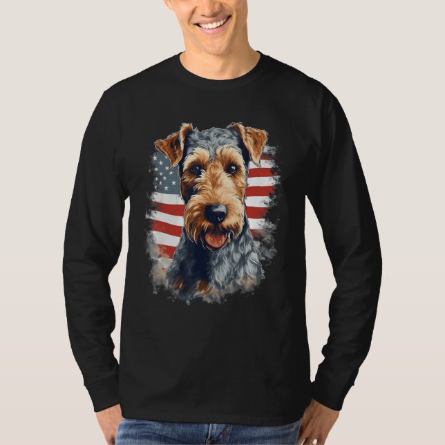4th Of July US Flag Lakeland Terrier Dog 1 T-Shirt (Front)