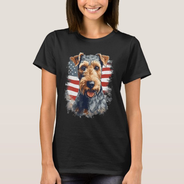 4th Of July US Flag Lakeland Terrier Dog 1 T-Shirt (Front)