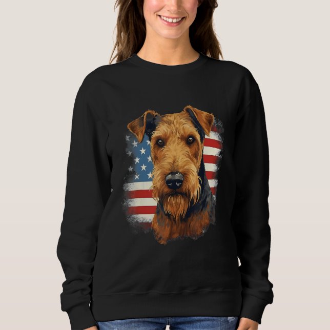 4th Of July US Flag Lakeland Terrier Dog Sweatshirt (Front)