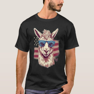 4th Of July US Flag Llama T-Shirt