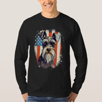4th Of July US Flag Miniature Schnauzer Dog 3 T-Shirt