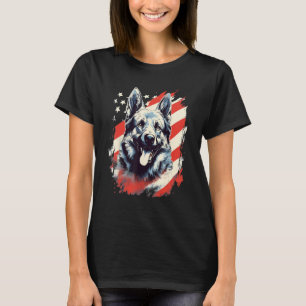 4th Of July US Flag Norwegian Elkhound Dog T-Shirt