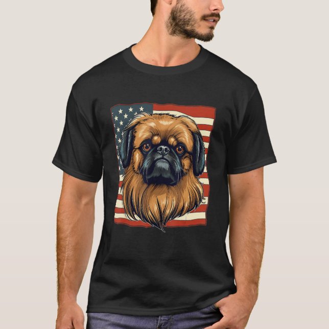 4th Of July US Flag Pekingese Dog T-Shirt (Front)