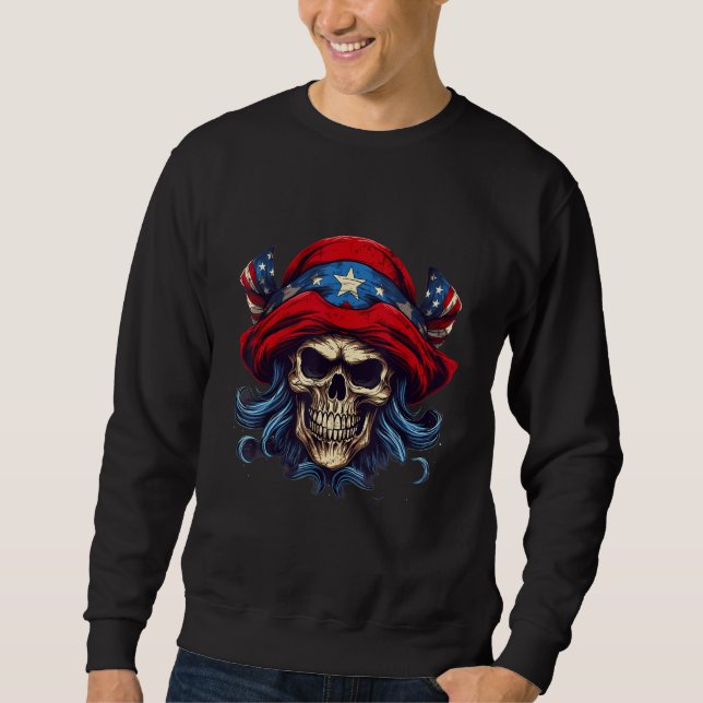 4th Of July US Flag Pirate Sweatshirt (Front)