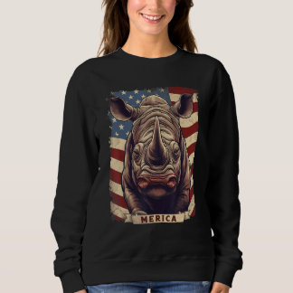 4th Of July US Flag Rhino Sweatshirt