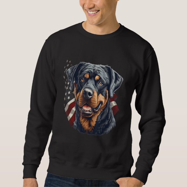 4th Of July US Flag Rottweiler Dog Sweatshirt (Front)