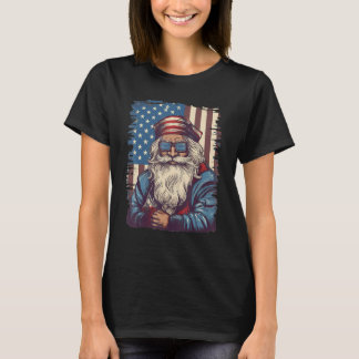 4th Of July US Flag Santa Claus 1 T-Shirt
