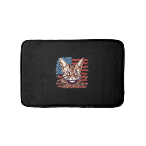 4th Of July US Flag Savannah Cat Bath Mat