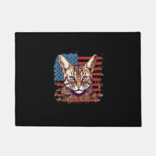 4th Of July US Flag Savannah Cat Doormat