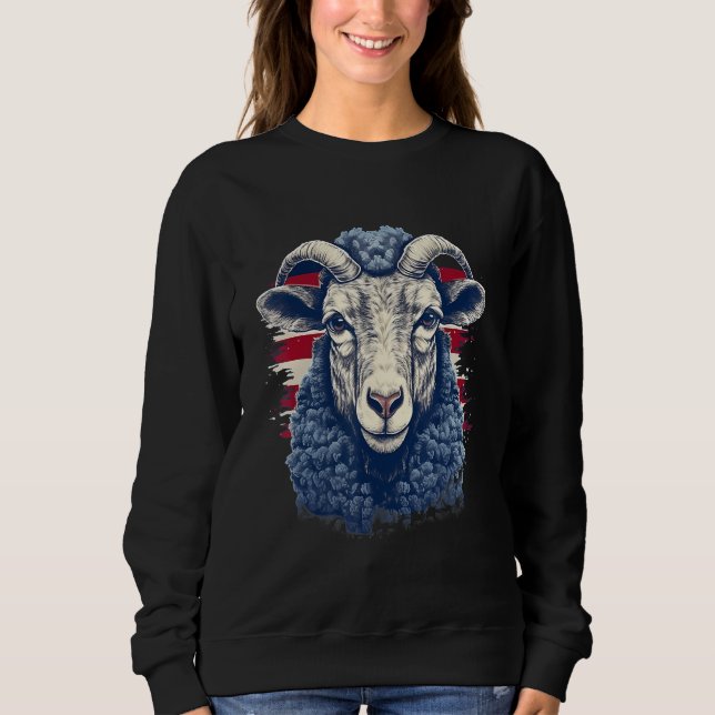 4th Of July US Flag Sheep Sweatshirt (Front)