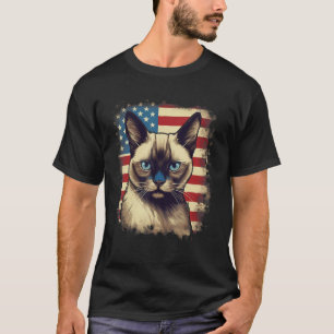 4th Of July US Flag Siamese Cat T-Shirt