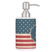 4th of July US Flag Soap Disp. & Toothbrush Holder (Right)
