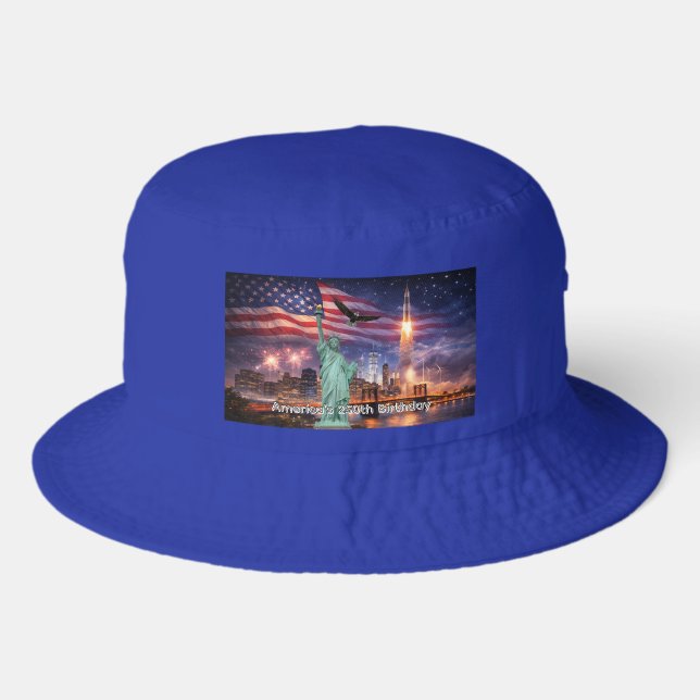 4th of July USA 250th Statue of Liberty Rocket Bucket Hat (Front)