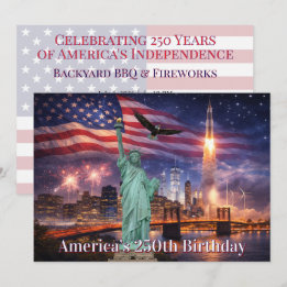 4th of July USA 250th Statue of Liberty Rocket Invitation