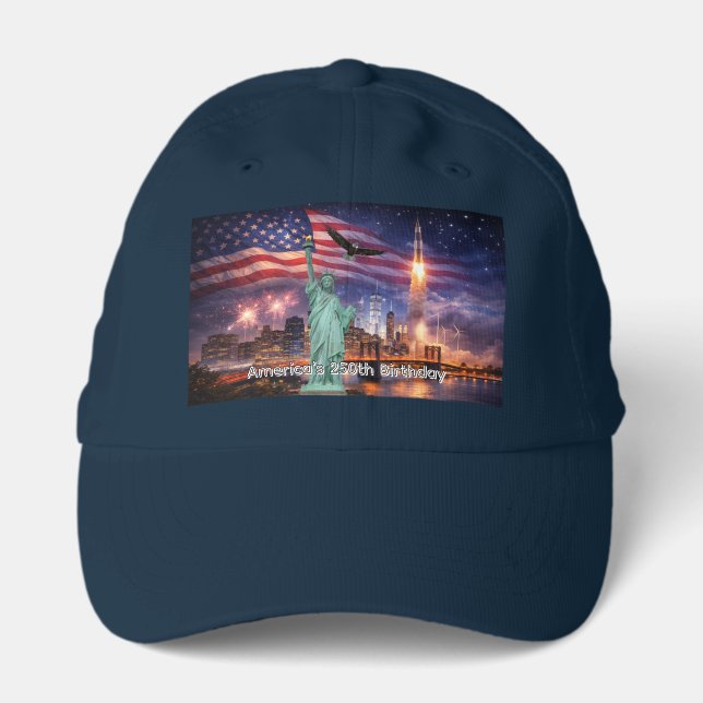 4th of July USA 250th Statue of Liberty Rocket Performance Cap (Front)