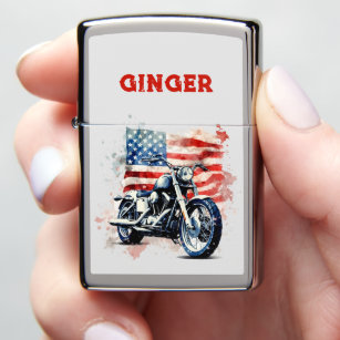 4th of July USA American Flag Bike Motor Sports Zippo Lighter