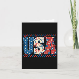 4th Of July Usa American Flag Coquette Bow Women G Card