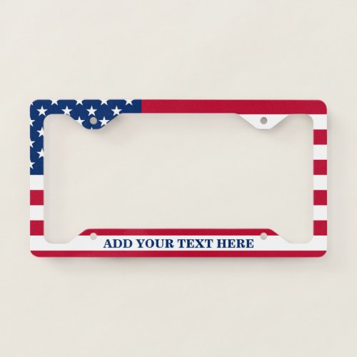 4th Of July USA American Flag Customized Message License Plate Frame