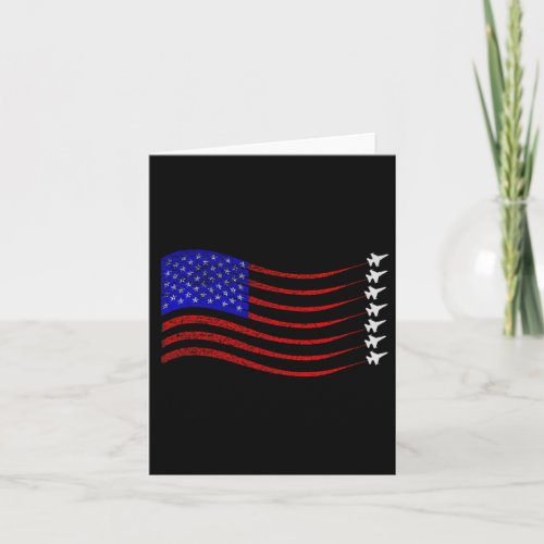 4th Of July Usa American Flag Fighter Jets Trail  Card