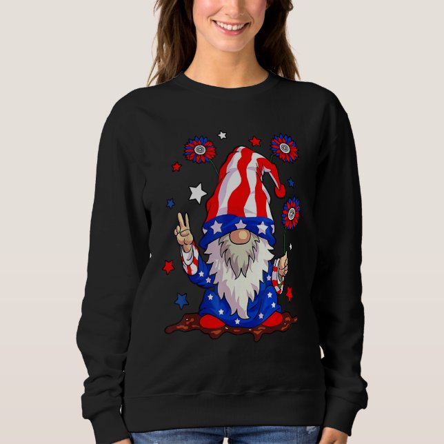 4th of July USA American Flag Gnomes Patriotic Men Sweatshirt (Front)
