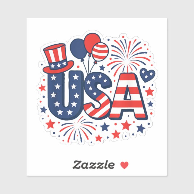 4th of July USA American Flag Sticker (Sheet)