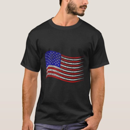 4th Of July Usa American Flag Waving  T_Shirt