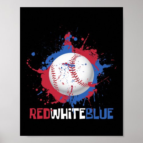 4th Of July Usa Baseball Red White Blue American F Poster