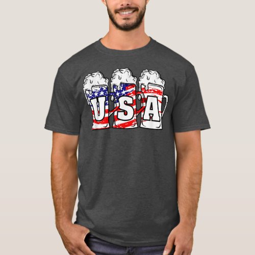 4th of July USA Beer American Flag Women Merica  T_Shirt
