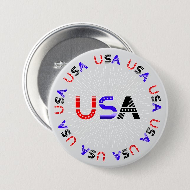 4th of July USA Button (Front & Back)