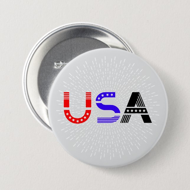4th of July USA Button (Front & Back)
