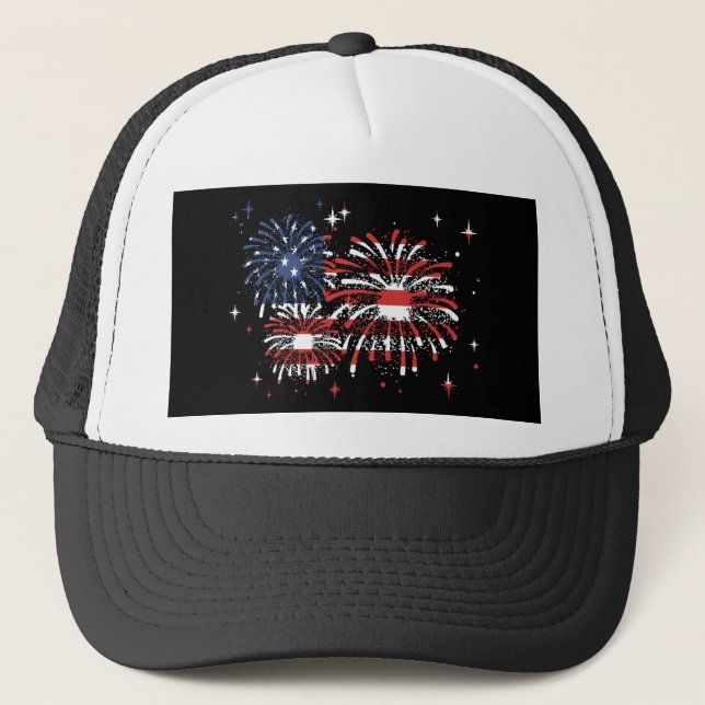4th Of July USA  Fireworks Trucker Hat (Front)