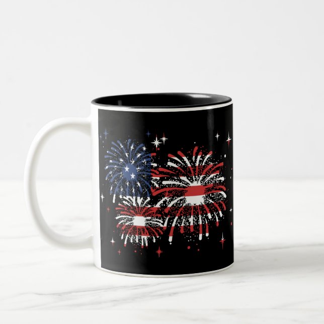 4th Of July USA  Fireworks Two-Tone Coffee Mug (Left)