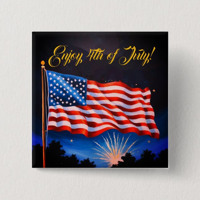 4th of July USA Flag #3 Button (Front)