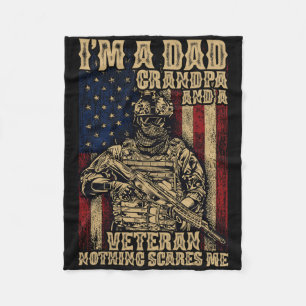 4th Of July Usa Flag I'm A Dad Grandpa And A Veter Fleece Blanket
