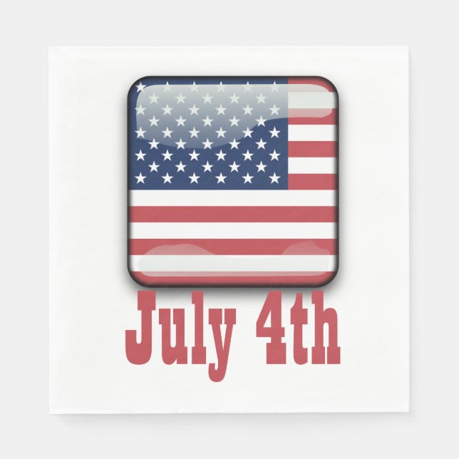 4th of July, USA Flag Paper Napkins (Front)