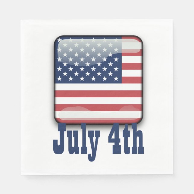 4th of July, USA Flag Paper Napkins (Front)
