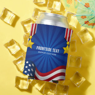 4th Of July USA Flag Personalized Text Can Cooler