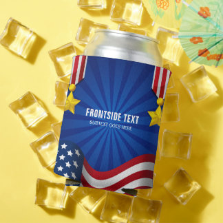 4th Of July USA Flag Personalized Text Can Cooler