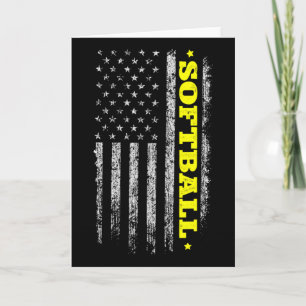 4th Of July Usa Flag Softll Independence Day Tee W Card