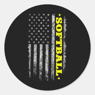 4th Of July Usa Flag Softll Independence Day Tee W Classic Round Sticker