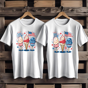 4th of July USA Ice Cream Fireworks T-Shirt