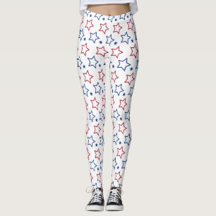 4th of July USA Independence Day Blue Red Stars Leggings