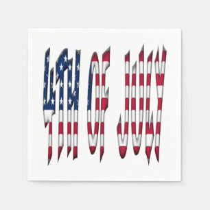 4th of July USA Independence Day Stars Typography Napkins
