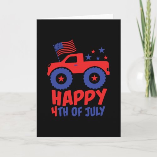 4th of July USA Kids Monster Truck Card