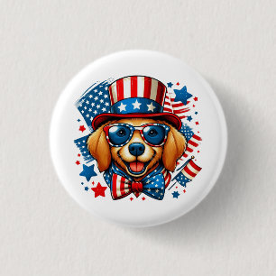 4th of July USA Patriotic Dog Independence Day Button
