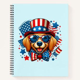 4th of July USA Patriotic Dog Independence Day Notebook