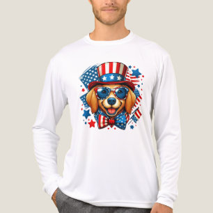 4th of July USA Patriotic Dog Independence Day Tri-Blend Shirt